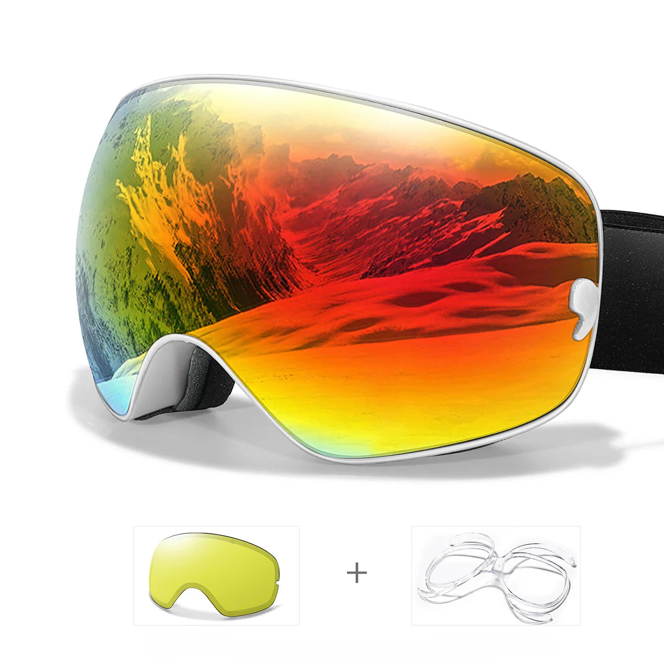 Anti-fog ski goggles with UV400 protection and night vision lens