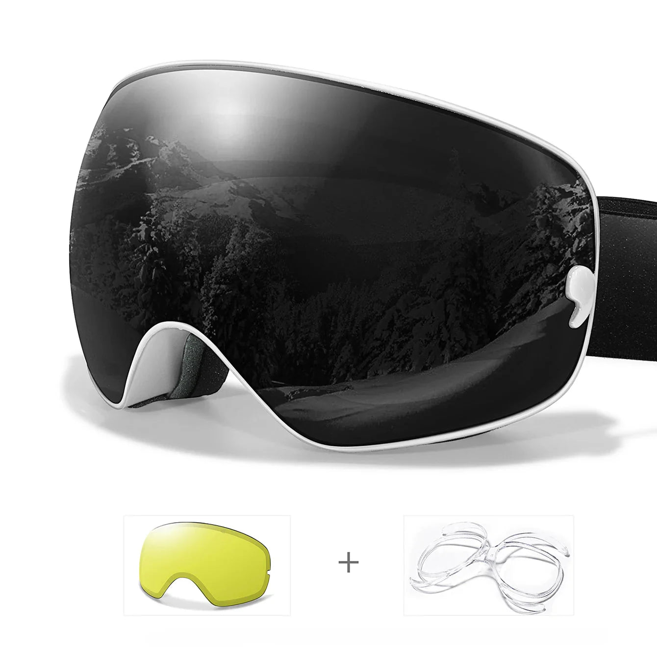 Anti-fog ski goggles with UV400 protection and night vision lens