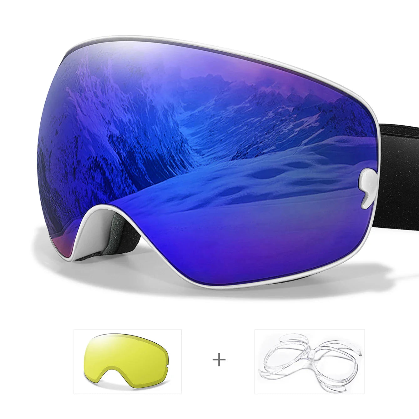 Anti-fog ski goggles with UV400 protection and night vision lens