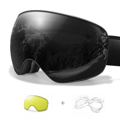 Anti-fog ski goggles with UV400 protection and night vision lens