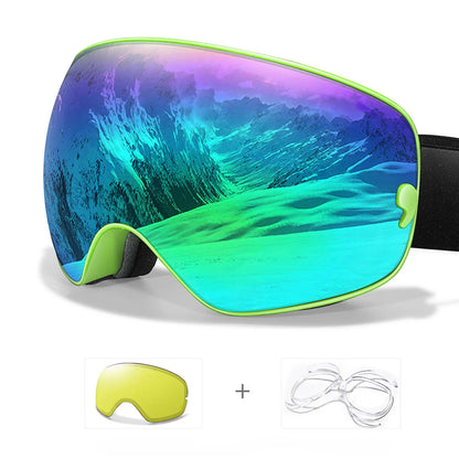 Anti-fog ski goggles with UV400 protection and night vision lens