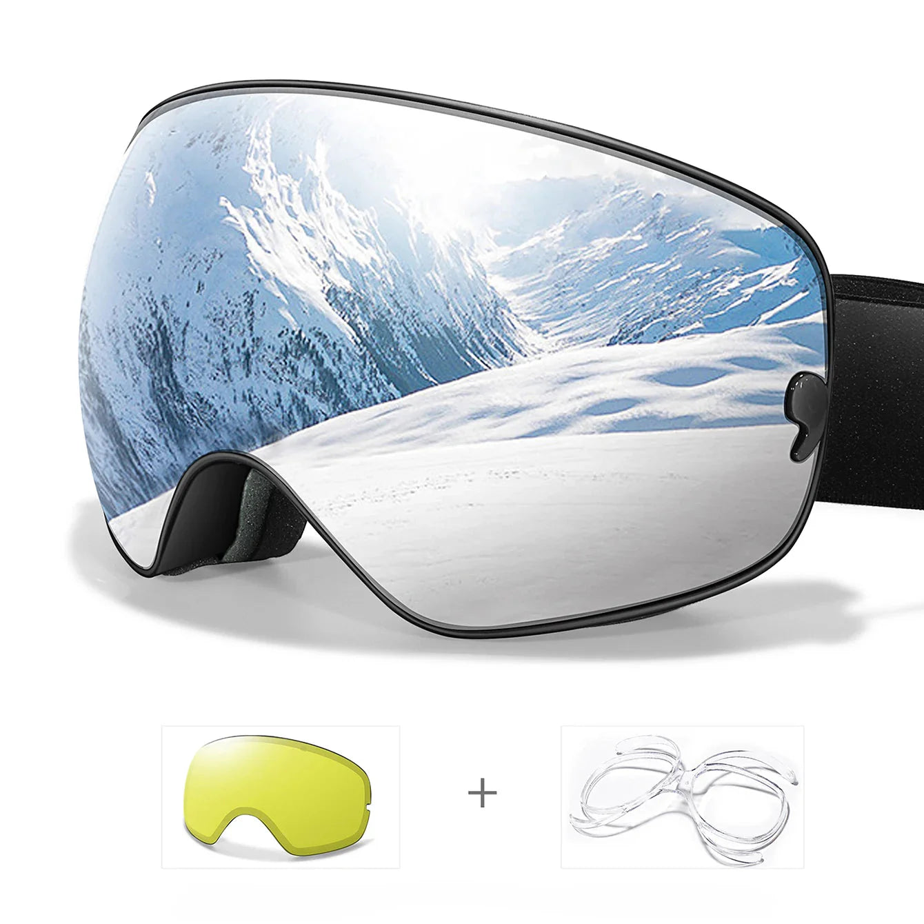 Anti-fog ski goggles with UV400 protection and night vision lens