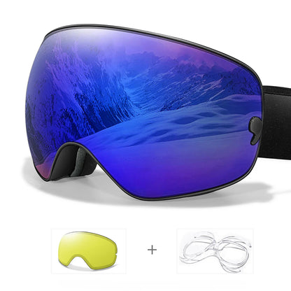 Anti-fog ski goggles with UV400 protection and night vision lens