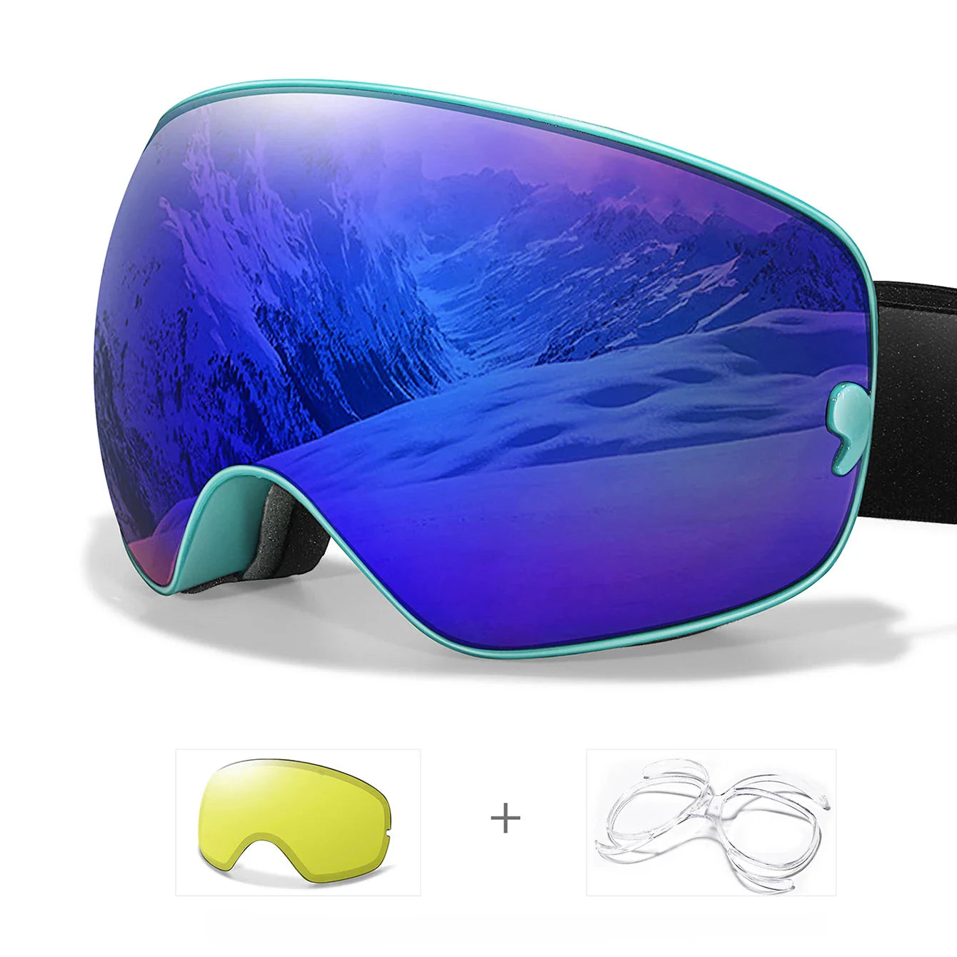 Anti-fog ski goggles with UV400 protection and night vision lens