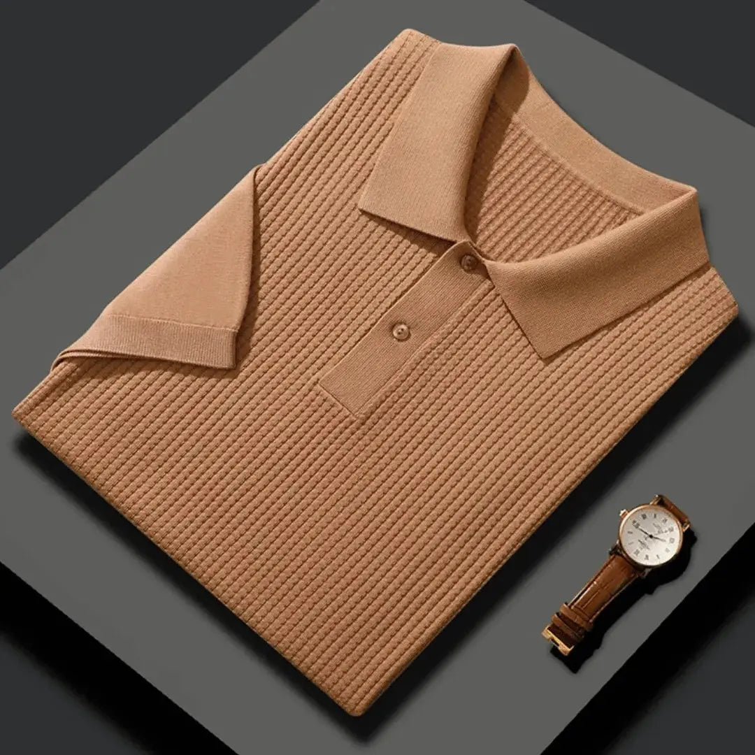 TrendAura Arashi Classic Polo Shirt Premium Textured Knit Short Sleeve For Men Cotton Breathable