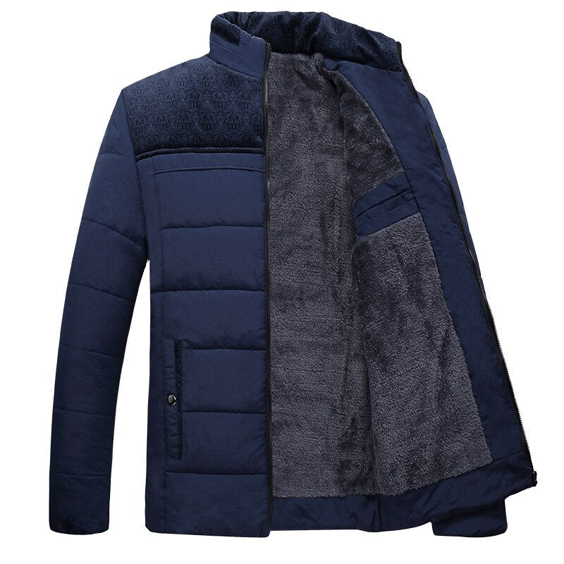 Mens Quilted Jacket Regular Fit Stand Up Collar Plush Lined Textured Shoulders Nordisk Flair Inspired Winter Coat