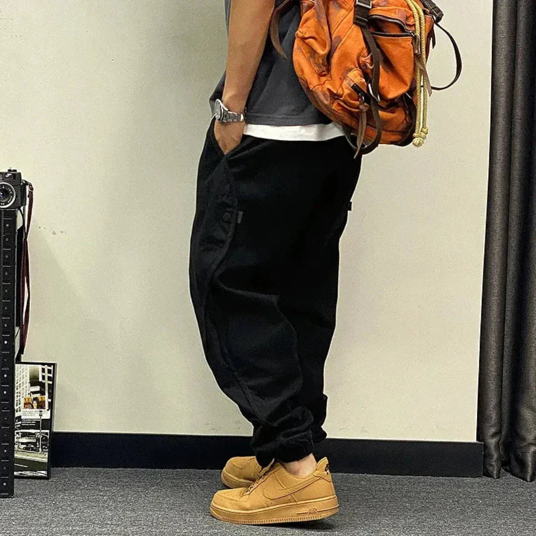Archie Oversized Cargo Pants For Men Relaxed Fit Joggers With Utility Pockets And Cuffed Hem Washed