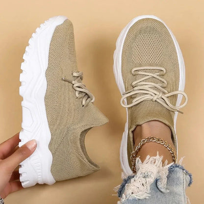 Arden Knit Lace Up Chunky Sneakers with Arch Support and Breathable Knit Upper Unisex Orthopedic Footwear