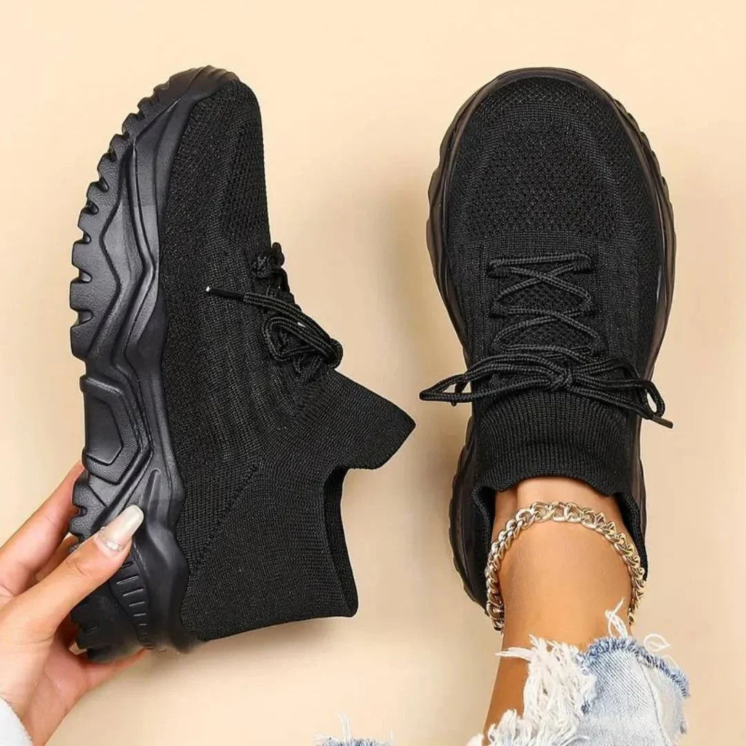 Arden Knit Lace Up Chunky Sneakers with Arch Support and Breathable Knit Upper Unisex Orthopedic Footwear