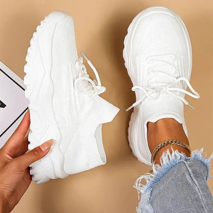 Arden Knit Lace Up Chunky Sneakers with Arch Support and Breathable Knit Upper Unisex Orthopedic Footwear