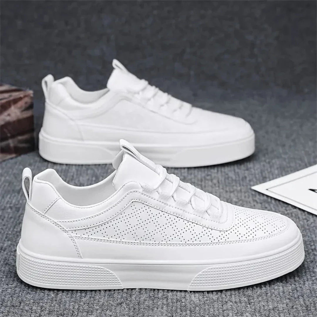 Ares Casual Slip On Low Top Sneakers For Men Breathable Perforated Leather Comfort