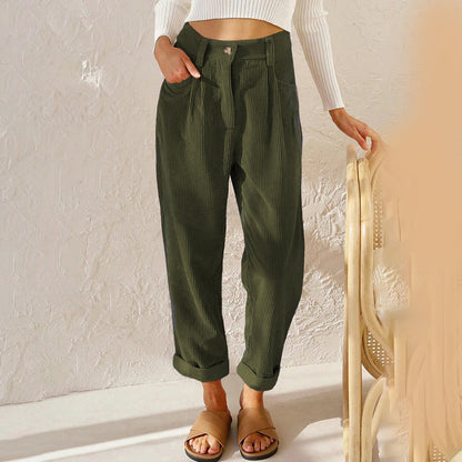 Women’s High-Waisted Corduroy Trousers | Winter Ready
