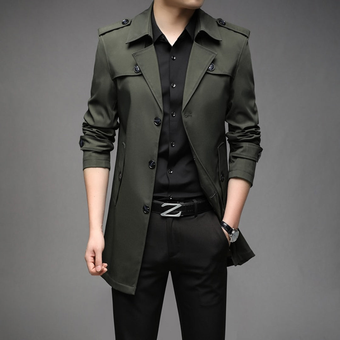 Richard Men's Single Breasted Lightweight Trench Coat Versatile Transitional Weather Outerwear by TrendAura