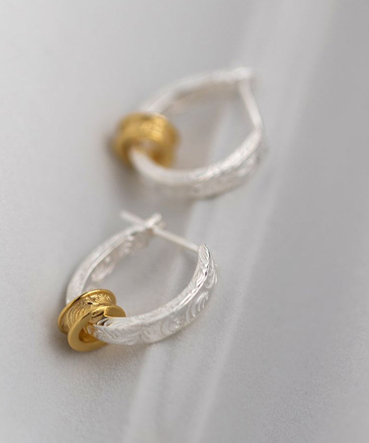 Boucles d'oreilles créoles en argent sterling surdoré Art Gold - TrendAura