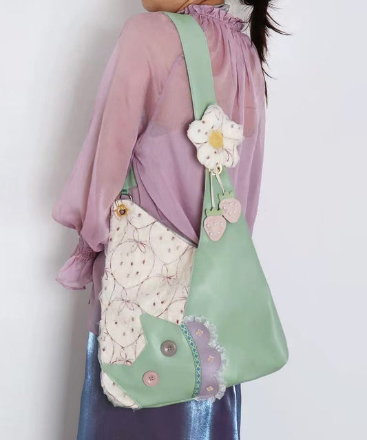 Sacs à bandoulière asymétriques en dentelle patchwork vert Art - TrendAura