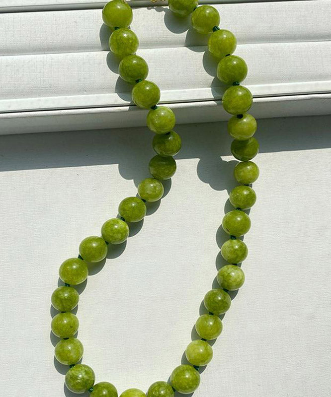Collier de perles graduées en agate surdorée en cuivre vert artistique - TrendAura