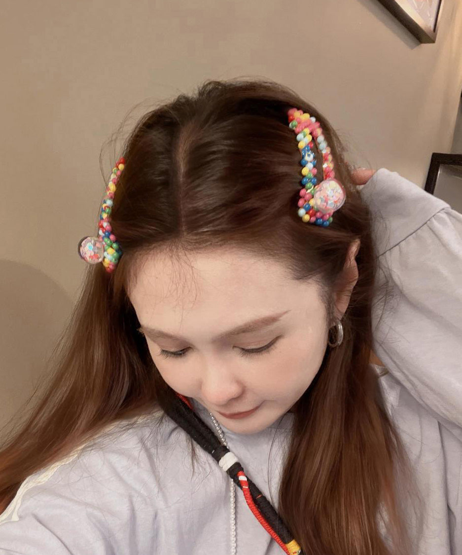 Épingle à cheveux Art Rainbow en alliage, résine, verre et marbre - TrendAura