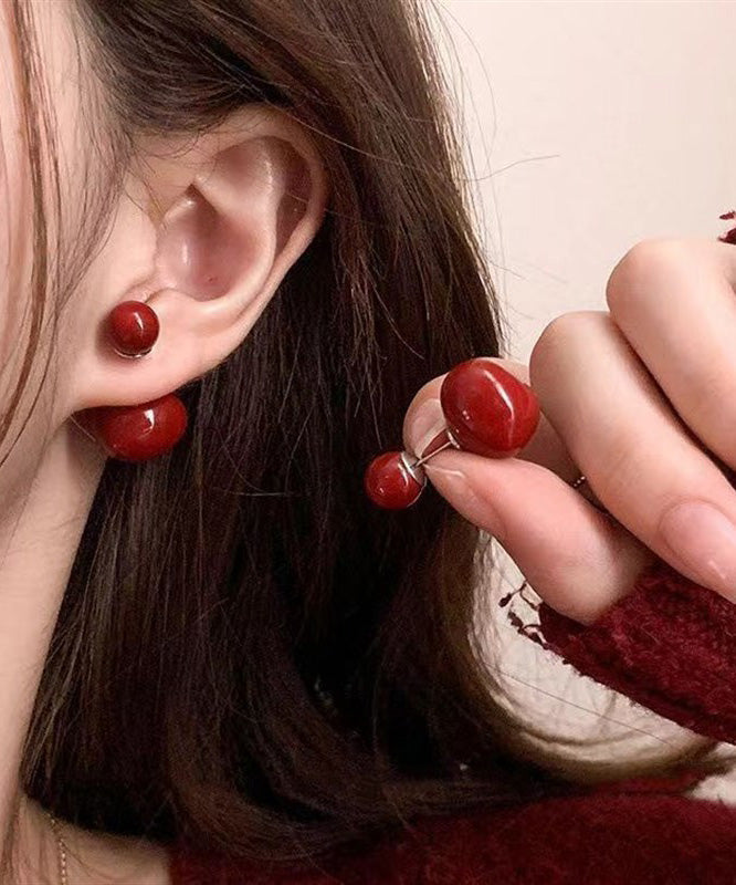 Boucles d'oreilles à tige Art Red en argent sterling Love Twoin One - TrendAura