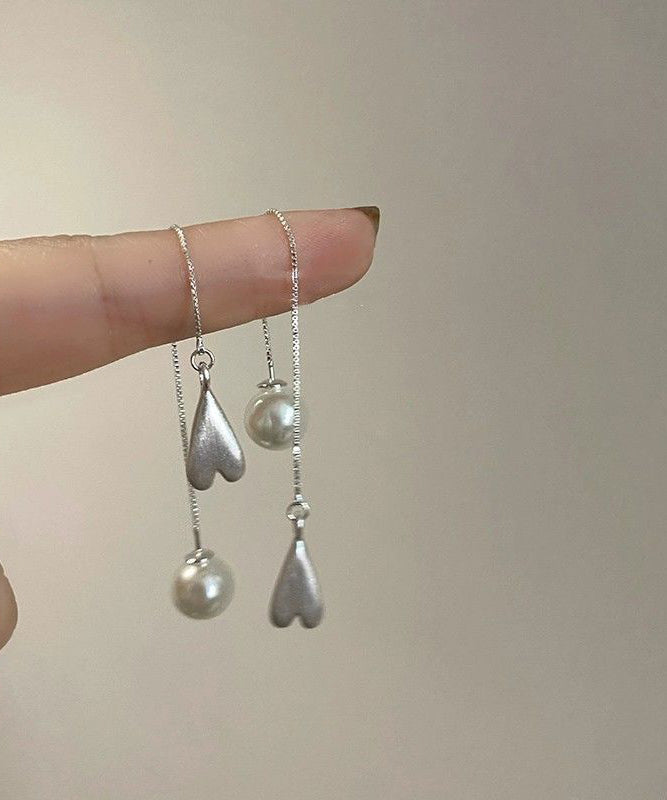 Boucles d'oreilles pendantes à pampilles en perles et cuivre surdoré Art Silk - TrendAura
