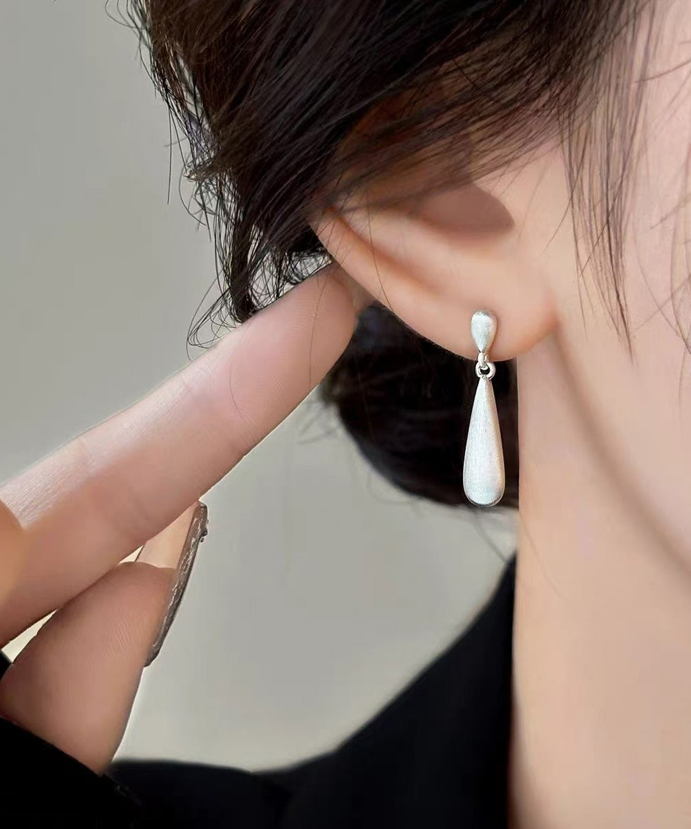 Boucles d'oreilles pendantes en forme de goutte d'eau, en cuivre blanc surdoré, poli mat - TrendAura