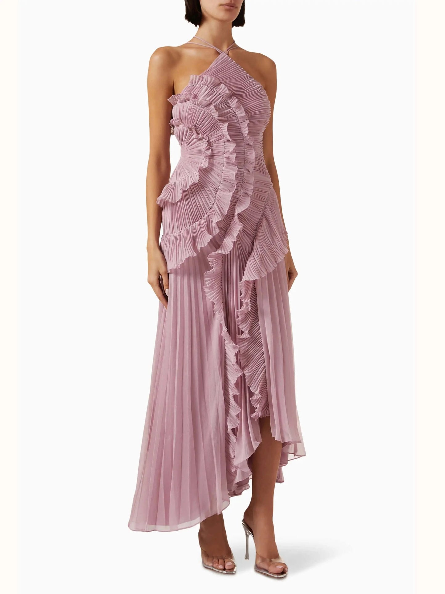 Asymmetric Pleated Maxi Dress for Women – Elegant & Flowing