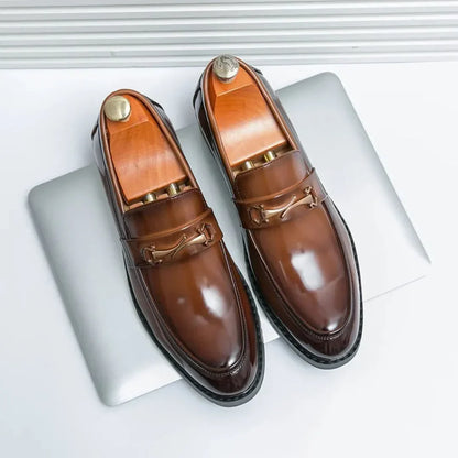Auden Prestige Patent Leather Loafers With Gold Bit Detailing And Comfortable Arch Support