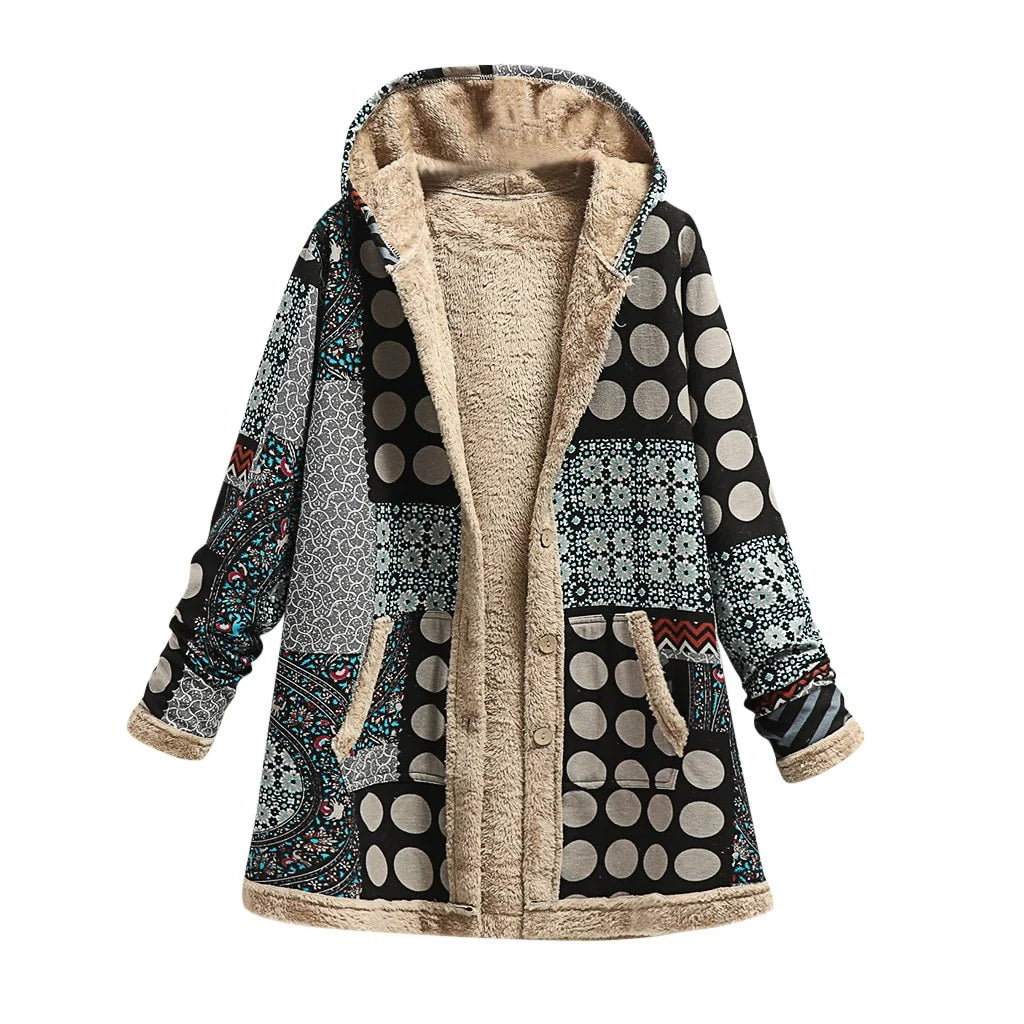 Aurora Patchwork Overcoat For Women, Soft Lining, Cotton Linen Blend, Timeless Versatility