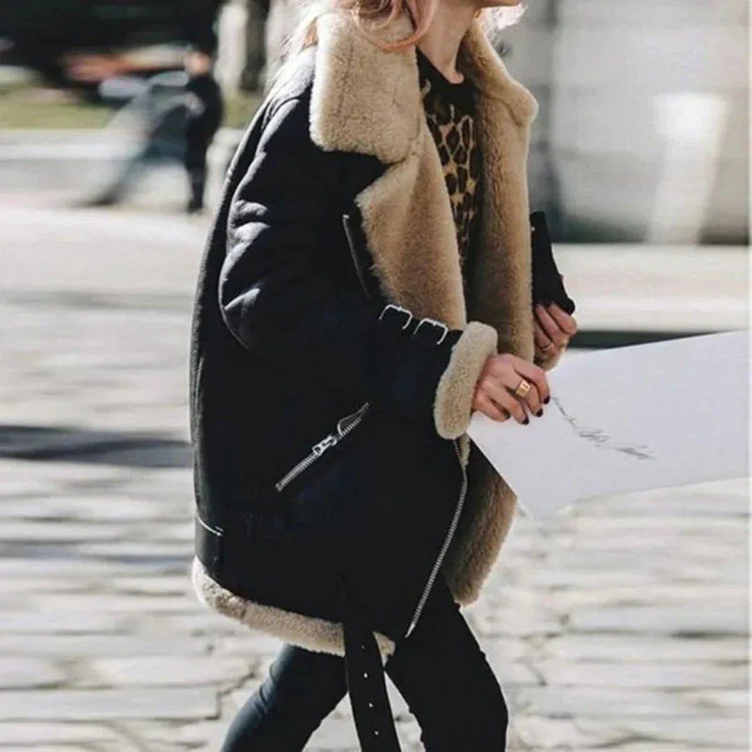 Aurora Shearling-Lined Suede Aviator Jacket
