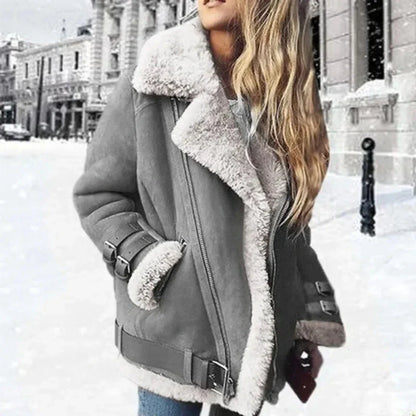 Aurora Shearling-Lined Suede Aviator Jacket