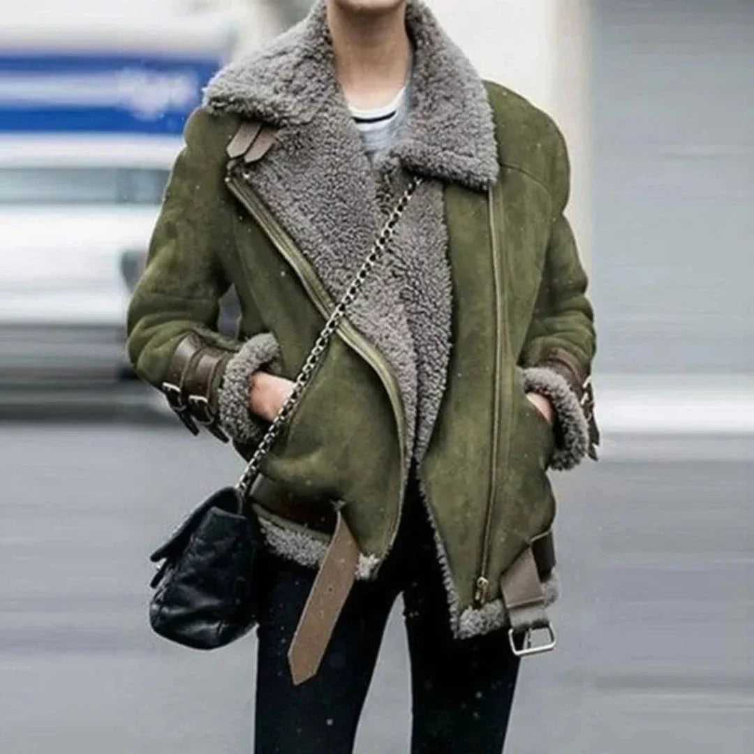 Aurora Shearling-Lined Suede Aviator Jacket