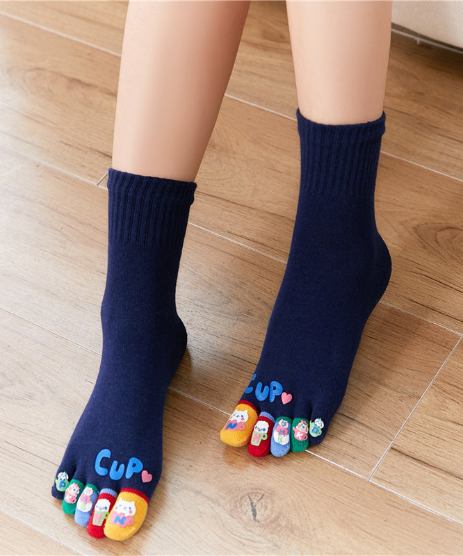 Chaussettes épaisses à cinq doigts, mignonnes et tendance, style automne-hiver, motif dessin animé. - TrendAura