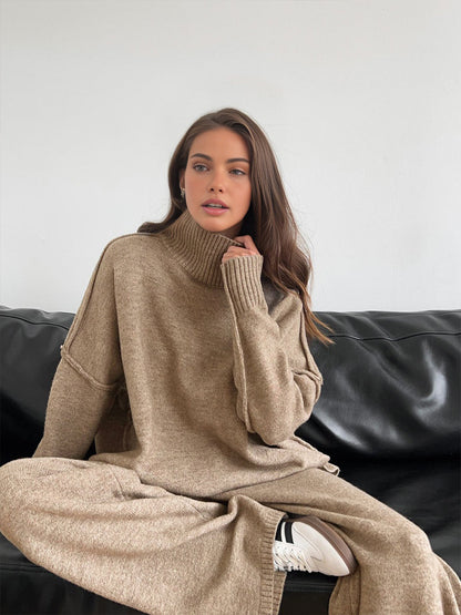 Isa Stylish 2 Piece Set For Women Turtleneck Sweater And Pants Soft Breathable Fabric For Everyday Polished Look