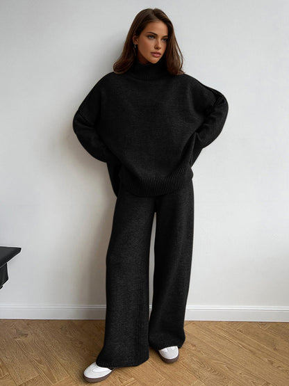 Isa Stylish 2 Piece Set For Women Turtleneck Sweater And Pants Soft Breathable Fabric For Everyday Polished Look