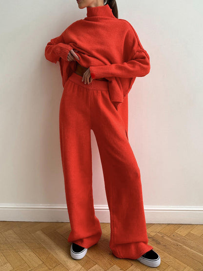 Isa Stylish 2 Piece Set For Women Turtleneck Sweater And Pants Soft Breathable Fabric For Everyday Polished Look