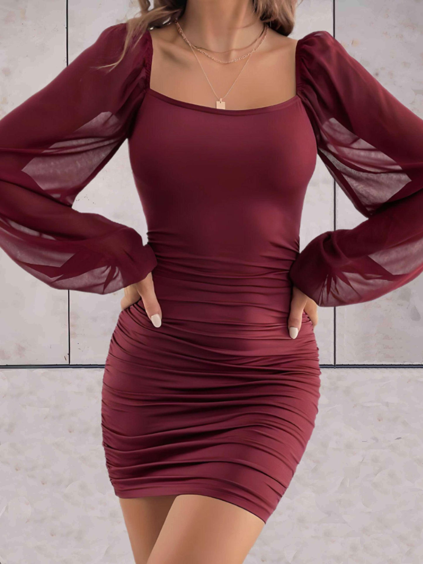 Livia Mini Elegant Dress With Wide Sleeves For Women Lightweight Summer Office Outfit