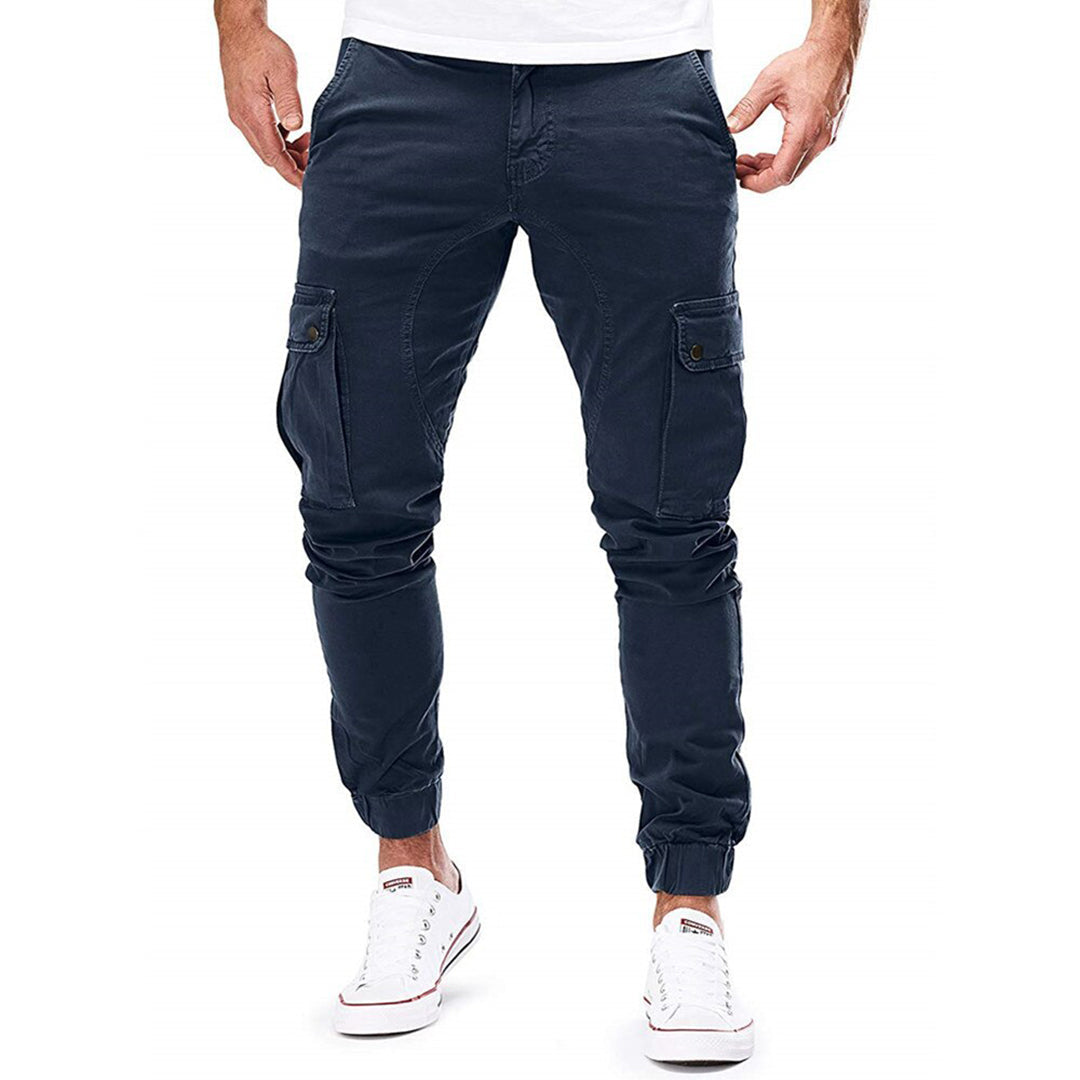 Nordisk Flair Men's Cargo Pants Slim Fit With Elastic Waist And Ribbed Cuffs Cotton Blend Multi Pocket