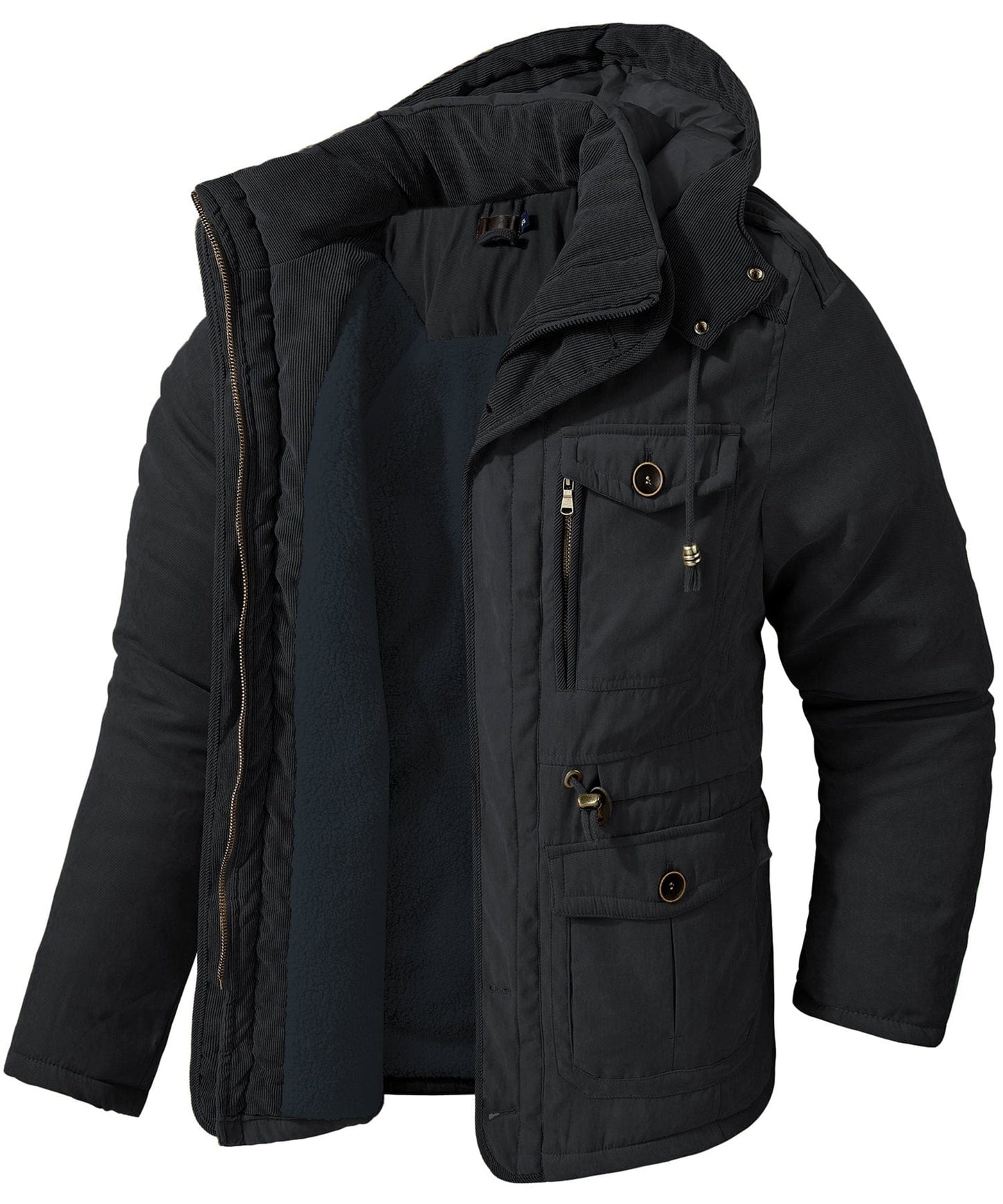 Rowan Insulated Winter Jacket for Men with Fleece Lining and Heavyweight Hood Durable Outer Layer by TrendAura