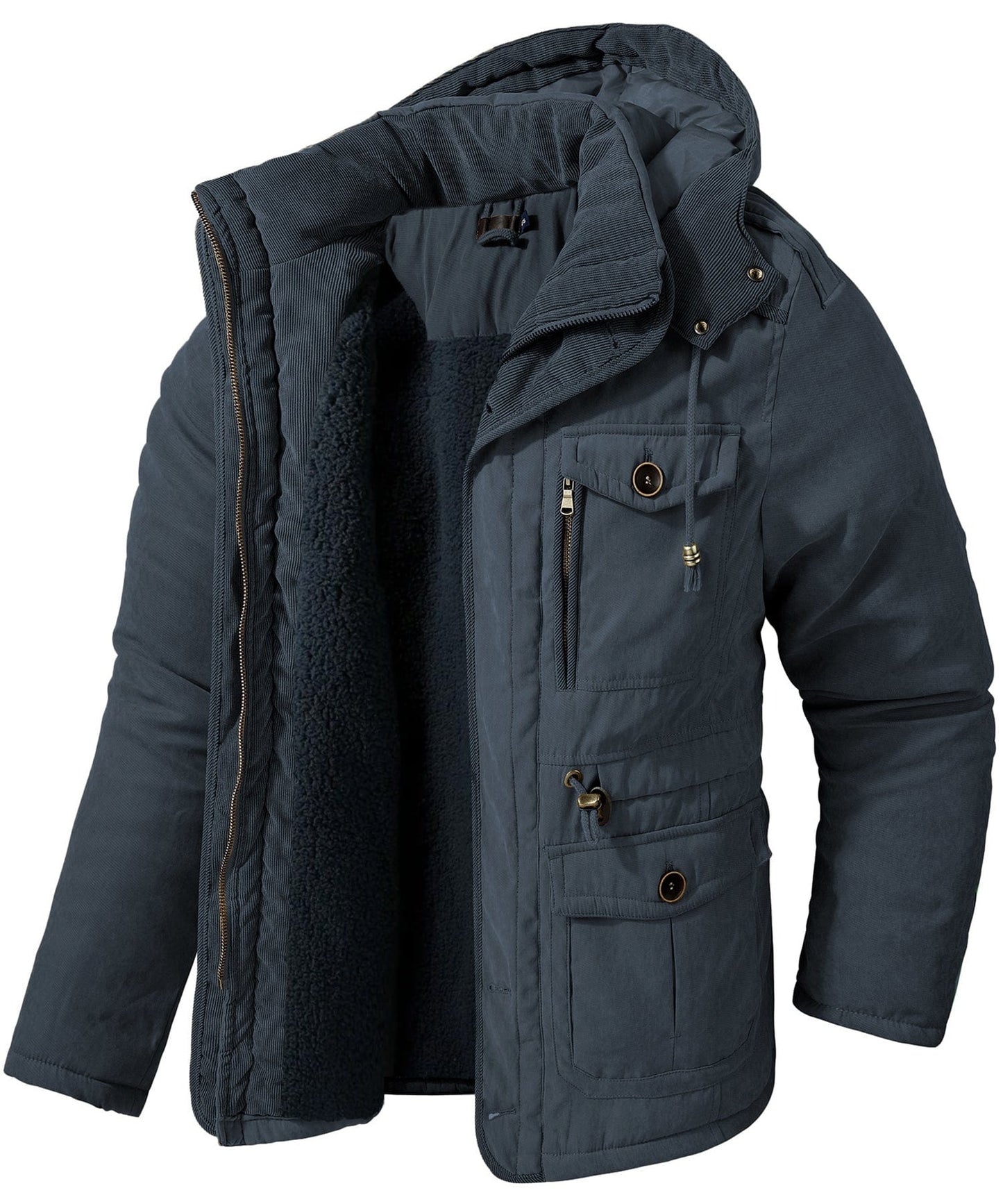 Rowan Insulated Winter Jacket for Men with Fleece Lining and Heavyweight Hood Durable Outer Layer by TrendAura
