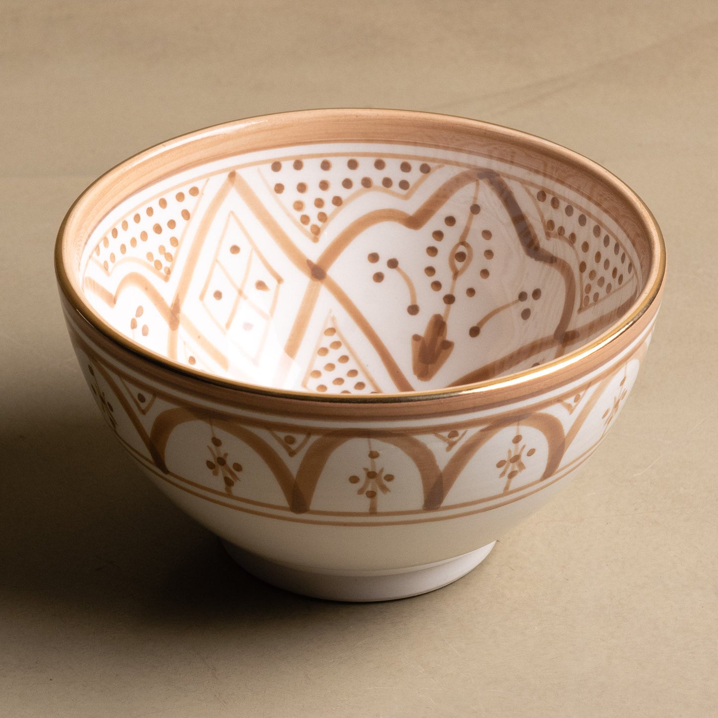 Fez Sand Bowl - Moroccan Dinnerware Adorned with 12 Carat Gold Accents - TrendAura