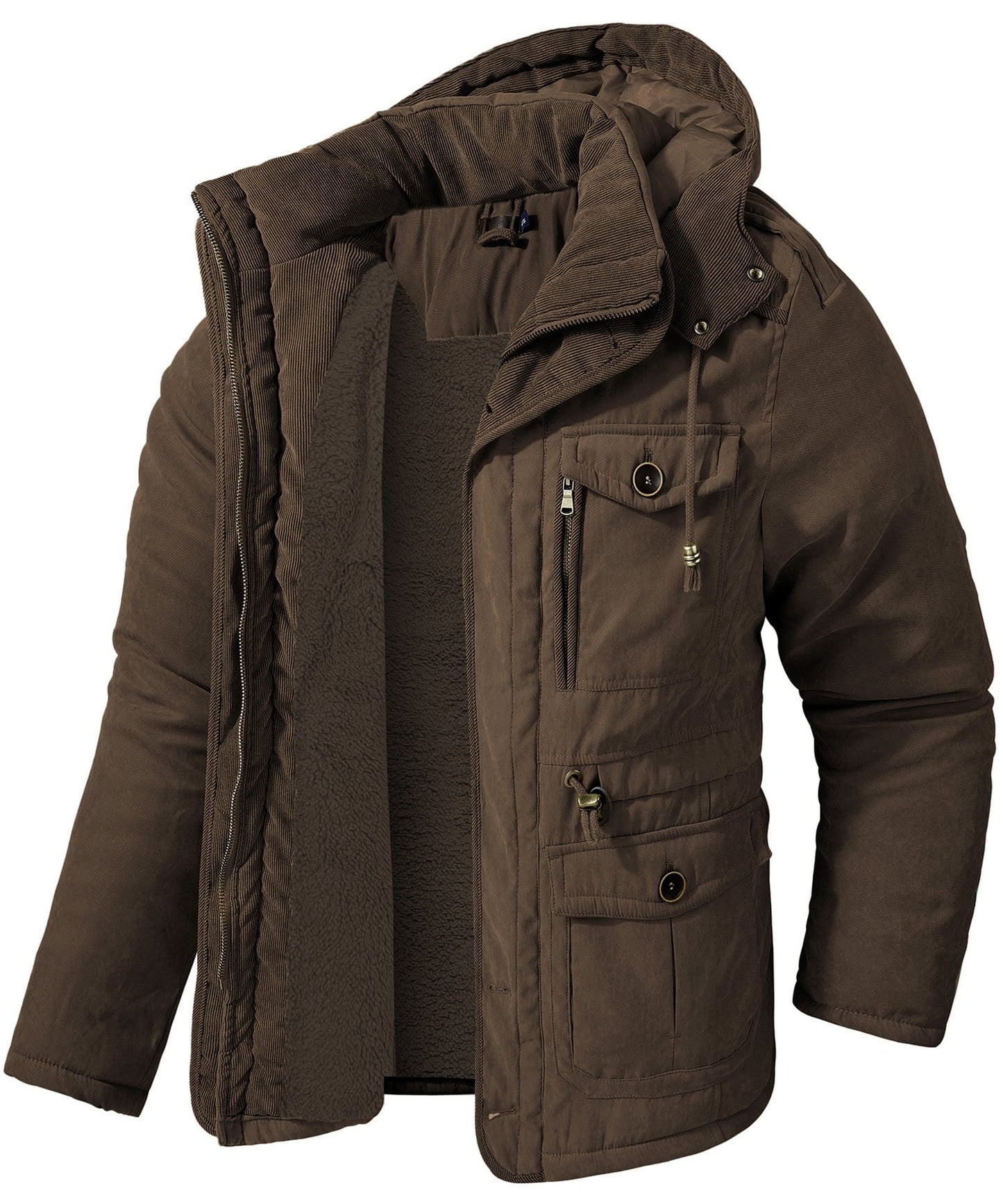 Rowan Insulated Winter Jacket for Men with Fleece Lining and Heavyweight Hood Durable Outer Layer by TrendAura