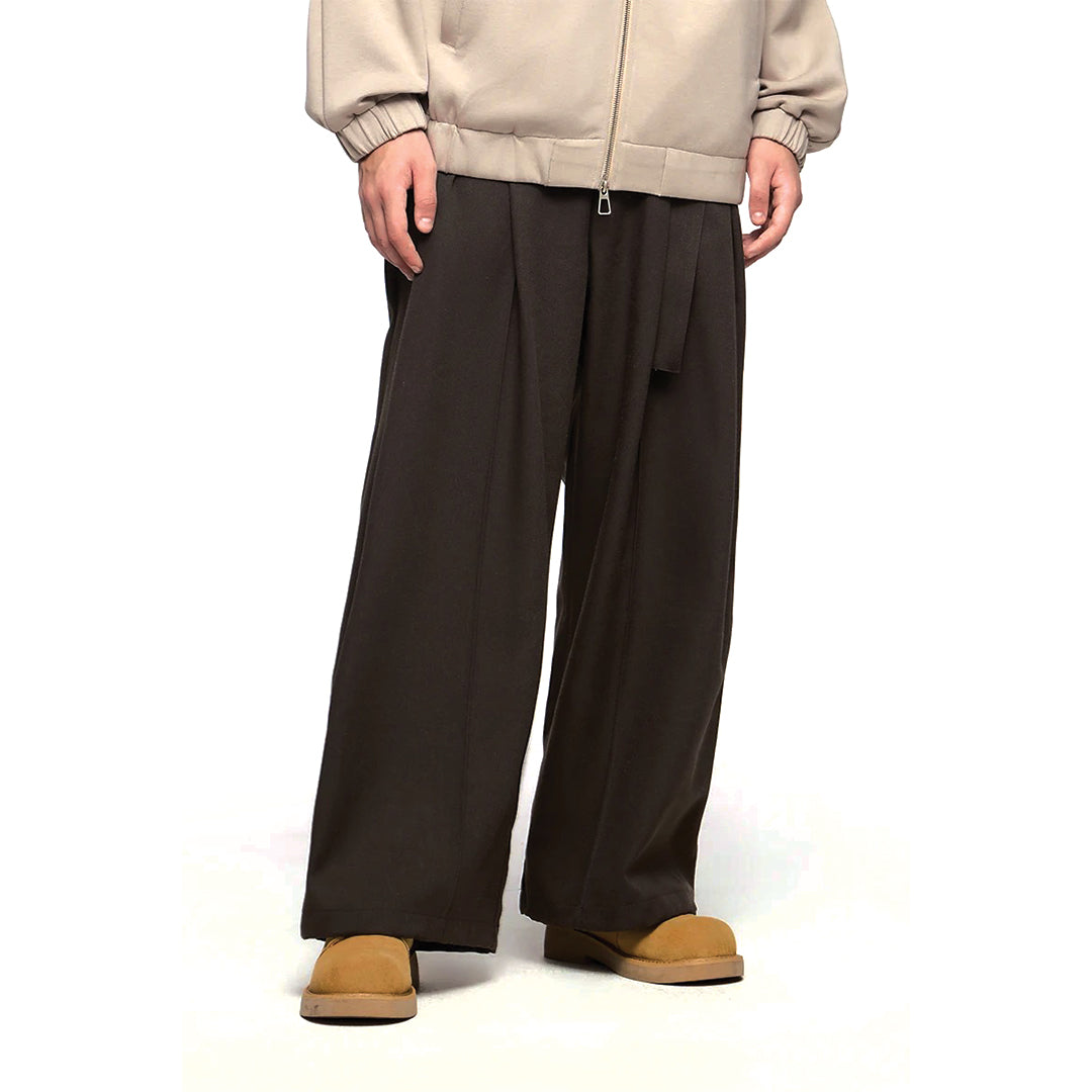 TrendAura Relaxed Wide Leg Trouser - Elastic Waist Midweight Cotton Tailored Comfort