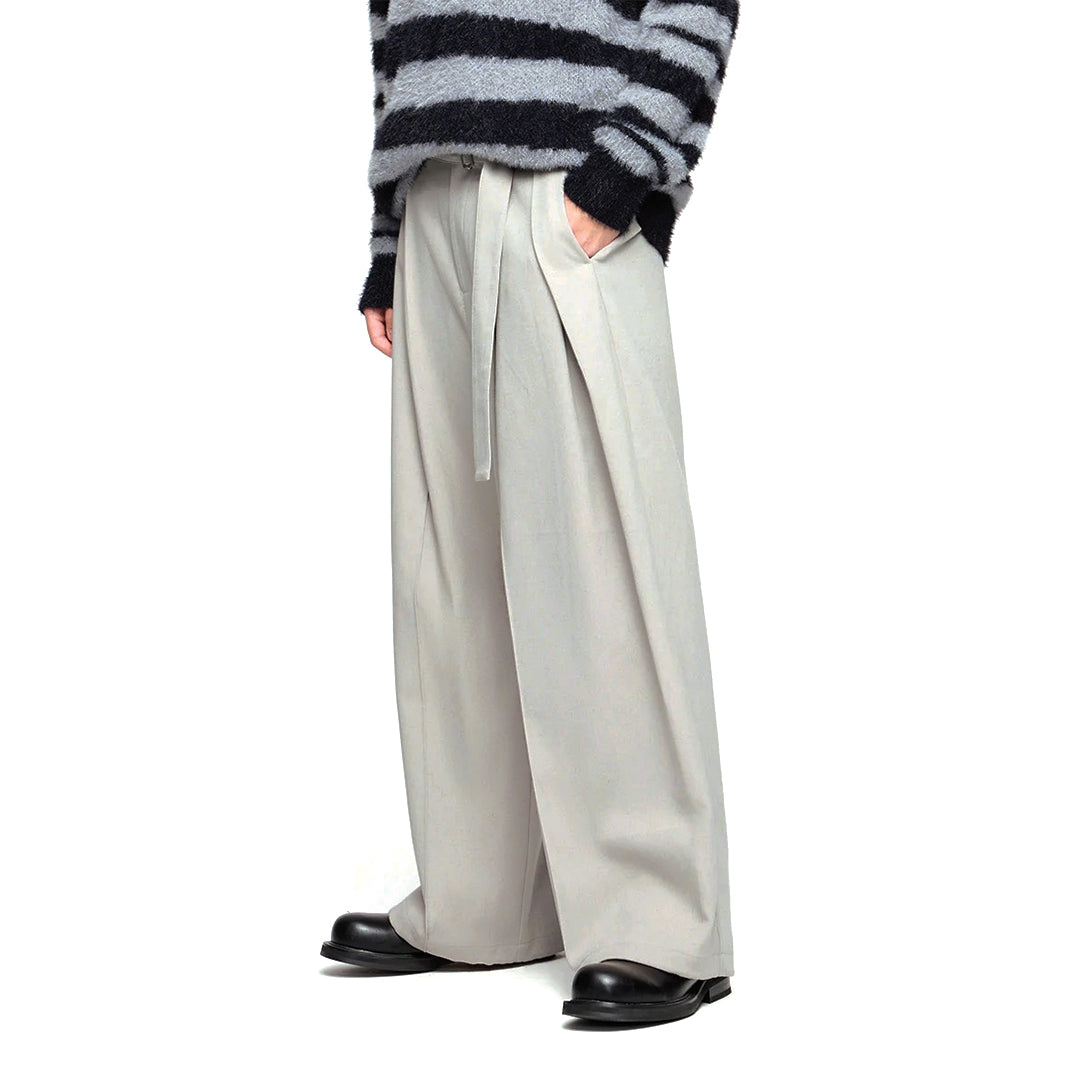 TrendAura Relaxed Wide Leg Trouser - Elastic Waist Midweight Cotton Tailored Comfort