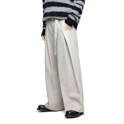 TrendAura Relaxed Wide Leg Trouser - Elastic Waist Midweight Cotton Tailored Comfort