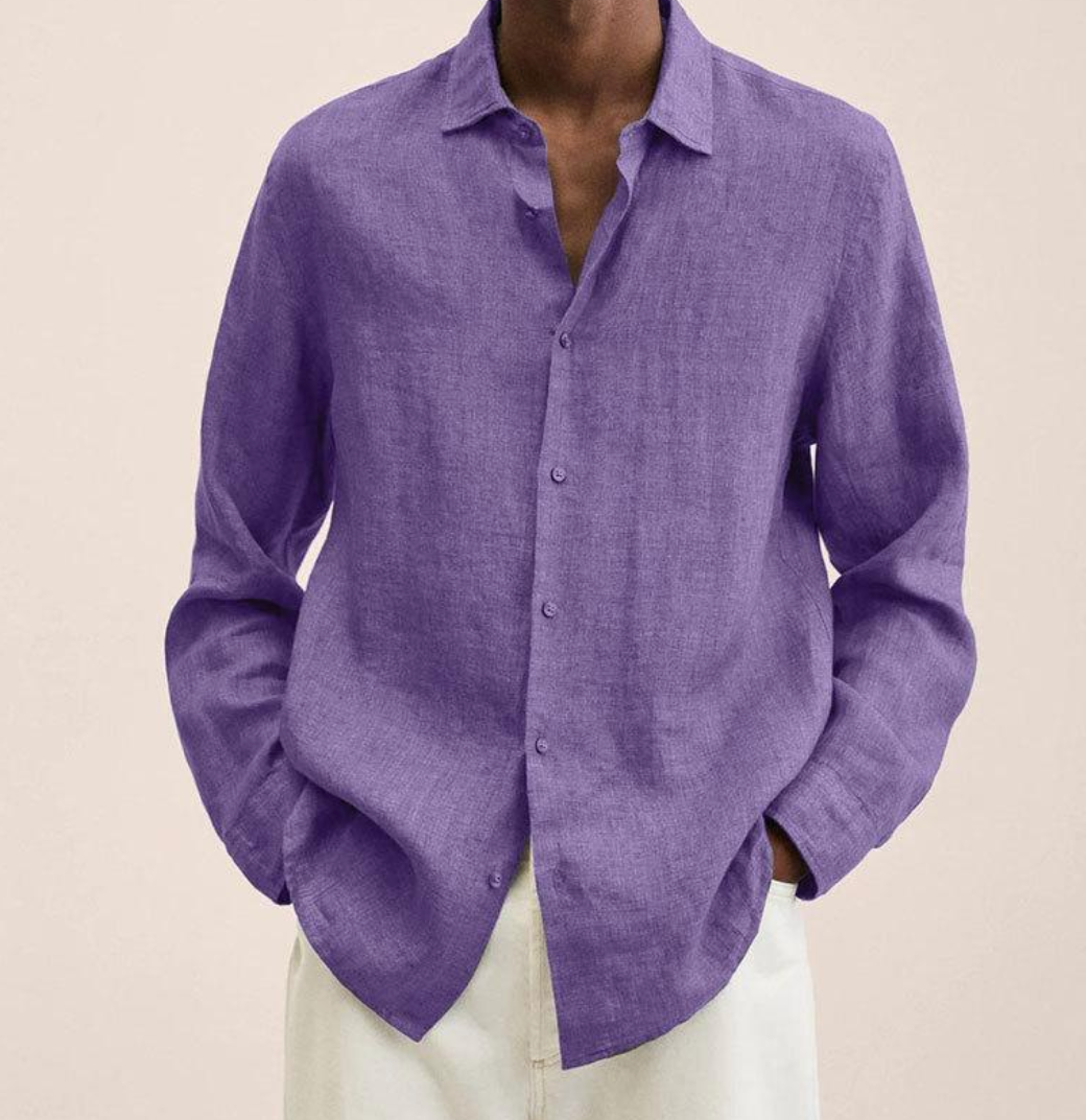 Mik Cotton Linen Shirt For Men Breathable Comfort Classic Fit With Chest Pocket Ideal For Warm Days
