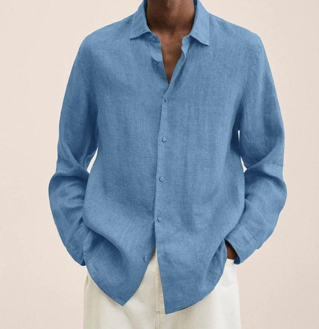 Mik Cotton Linen Shirt For Men Breathable Comfort Classic Fit With Chest Pocket Ideal For Warm Days