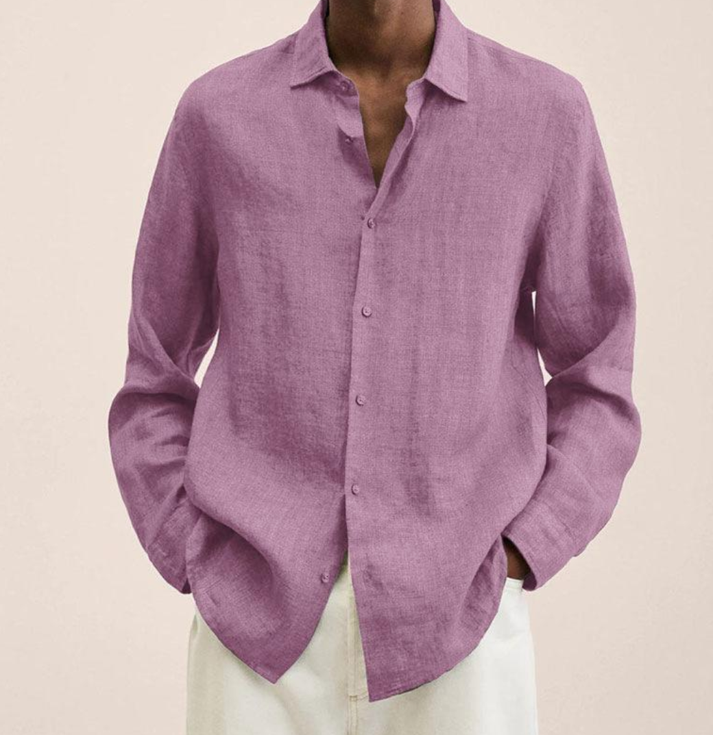 Mik Cotton Linen Shirt For Men Breathable Comfort Classic Fit With Chest Pocket Ideal For Warm Days