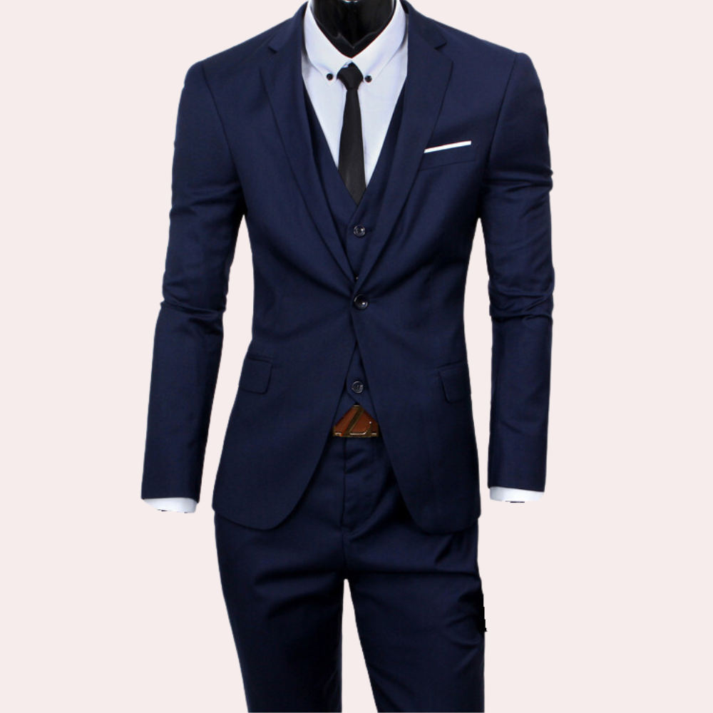 Bryson Three-Piece Slim Fit Suit With Notch Lapel Blazer Vest And Trousers Wrinkle-Resistant
