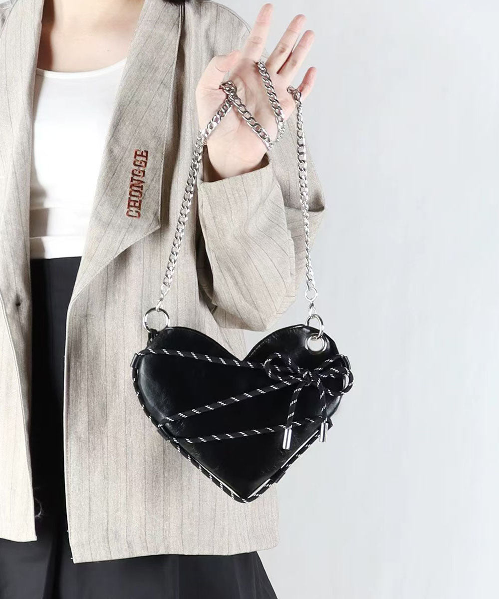 Magnifiques sacs à bandoulière en similicuir noir en forme d'amour - TrendAura