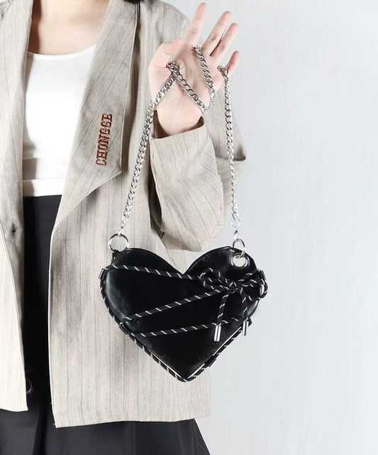 Magnifiques sacs à bandoulière en similicuir noir en forme d'amour - TrendAura