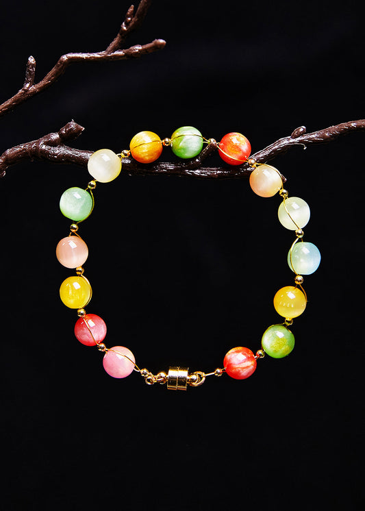 Magnifique bracelet fin en jade multicolore - TrendAura